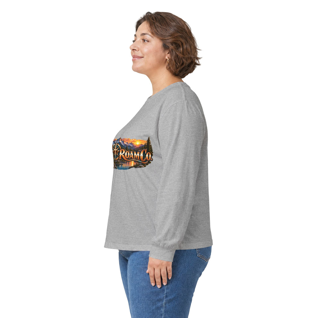 Unisex Long Sleeve Tee — 'Wild & Roam Co.' Faith Logo Graphic with 'Angels Gather' Inspirational Back Quote