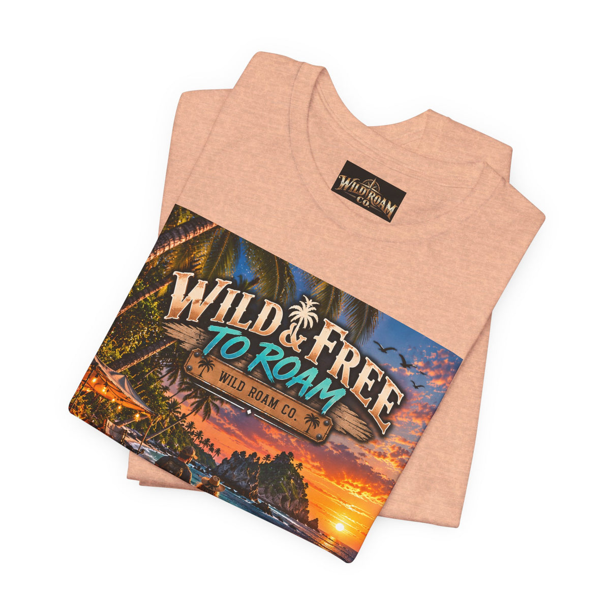 Wild & Free to Roam Beach T-Shirt — Sunset Surf Adventure Tee