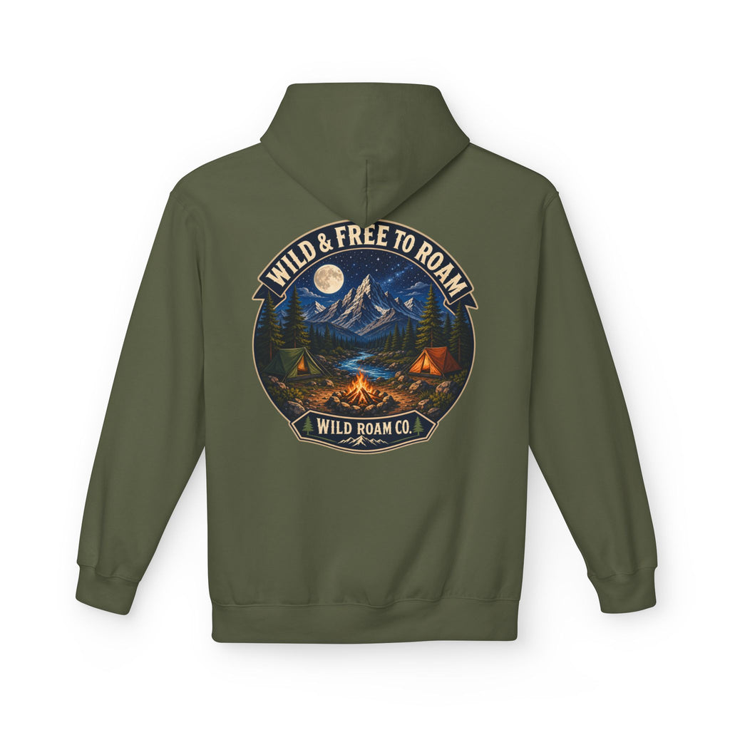 Wild Roam Co Hoodie — "Wild & Free to Roam" Camping Adventure Pullover