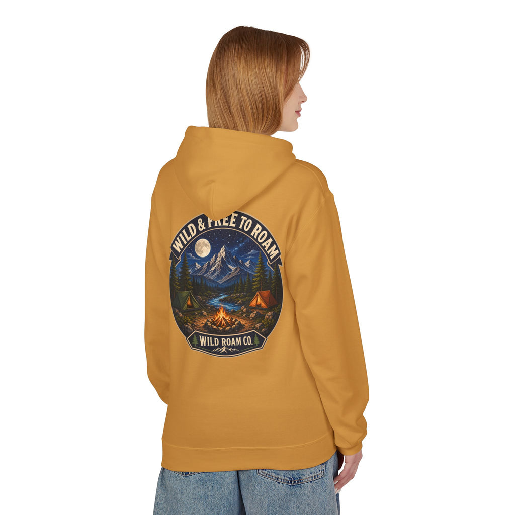 Wild Roam Co Hoodie — "Wild & Free to Roam" Camping Adventure Pullover