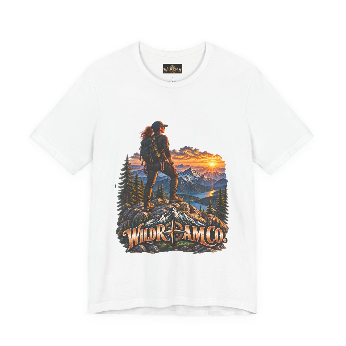 Women's Hiker Sunset T-Shirt — Wild Roam Co. Mountain Adventure Tee