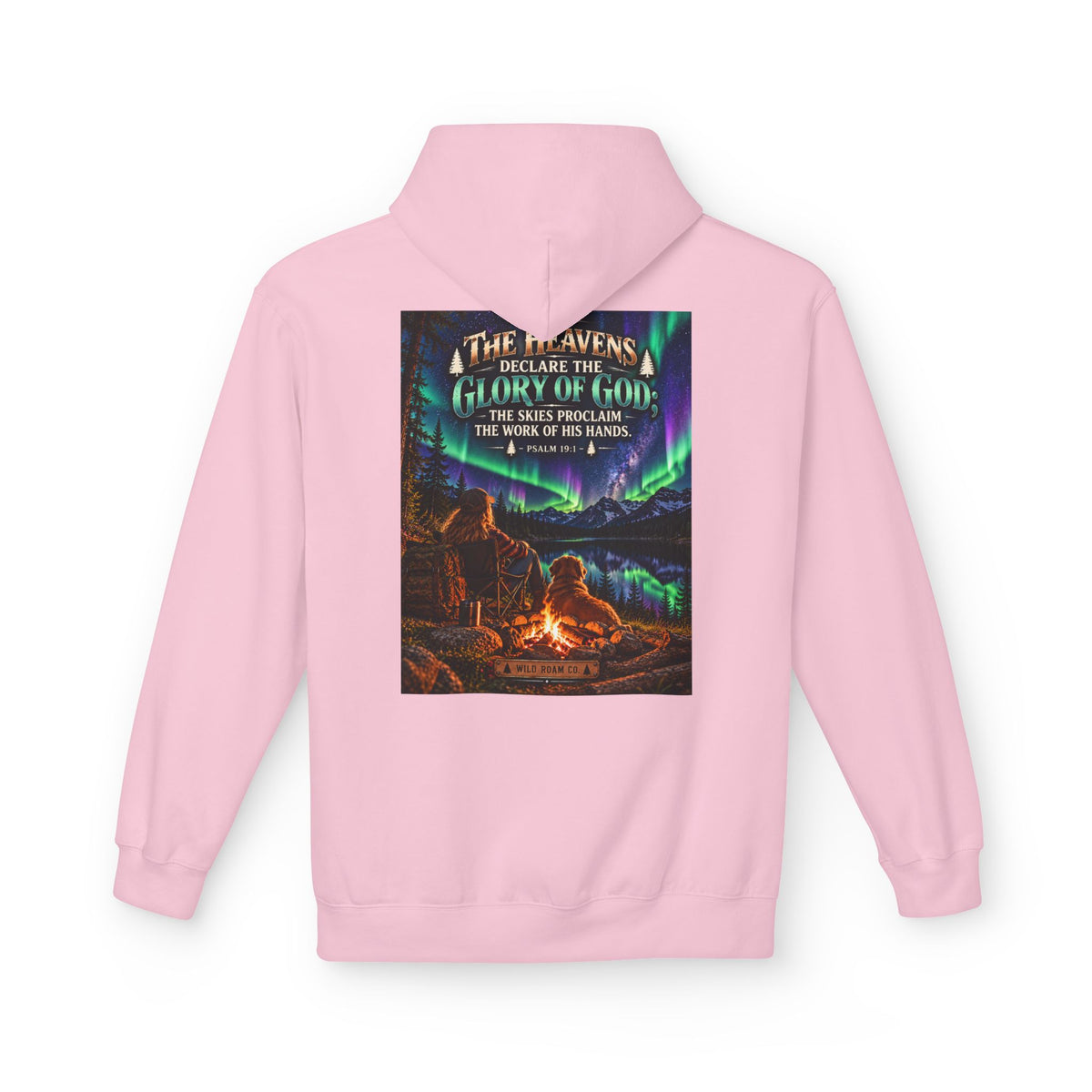 Women's Hoodie - 'Wild Roam Co.' Scenic Christian Campfire Hoodie with Aurora Psalm Design