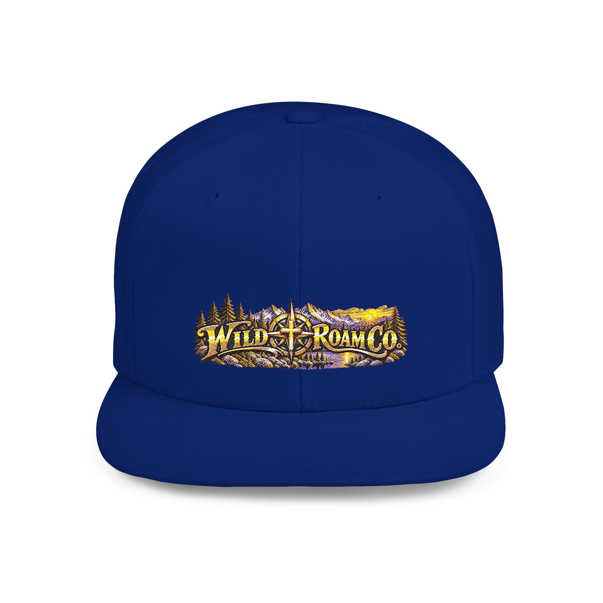 Snapback Hat — Mountain Sunrise 'Wander & Roam' Embroidered Flat Bill