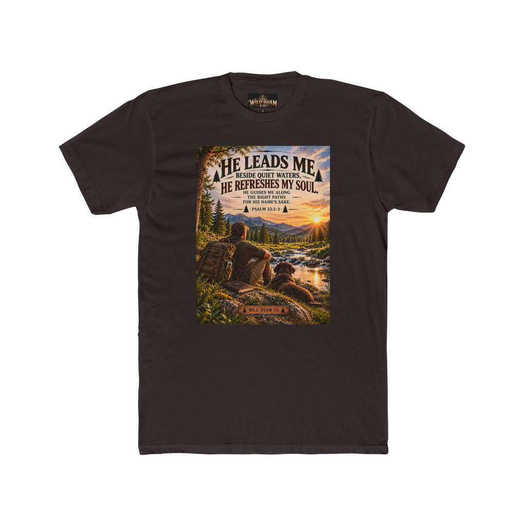 Men's Christian Nature T-Shirt-He Leads Me