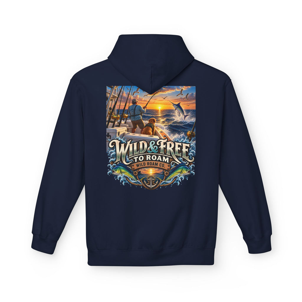 Hoodie - "Wild & Free to Roam" Ocean Angler Adventure Pullover