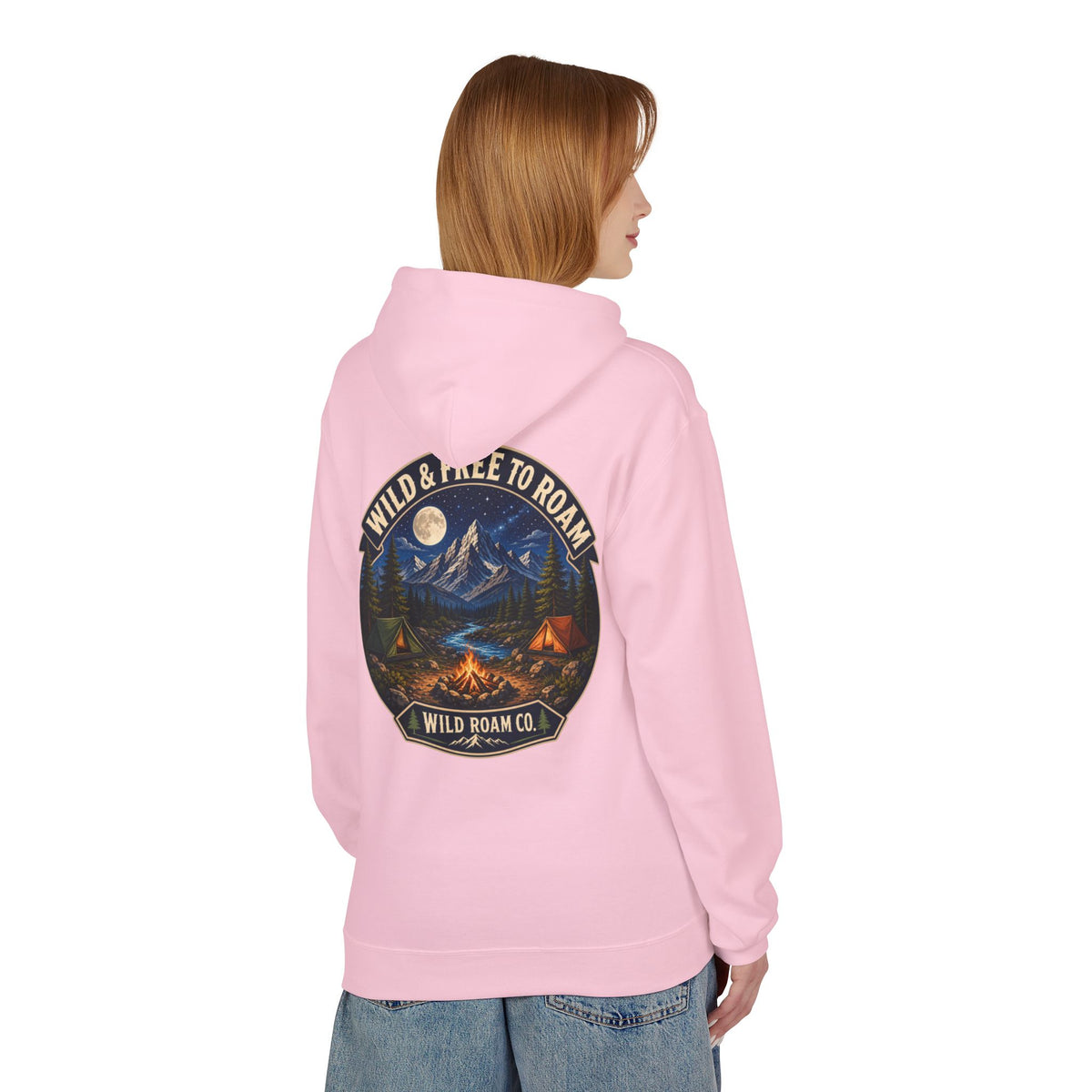 Wild Roam Co Hoodie — "Wild & Free to Roam" Camping Adventure Pullover
