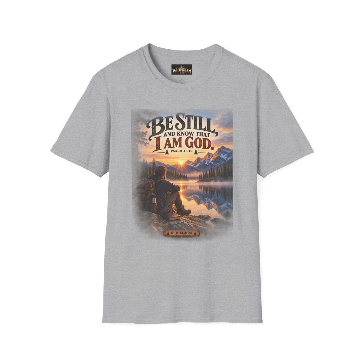 Men's Christian Mountain T‑Shirt – "Be Still and Know That I Am God" Inspirational Faith Tee