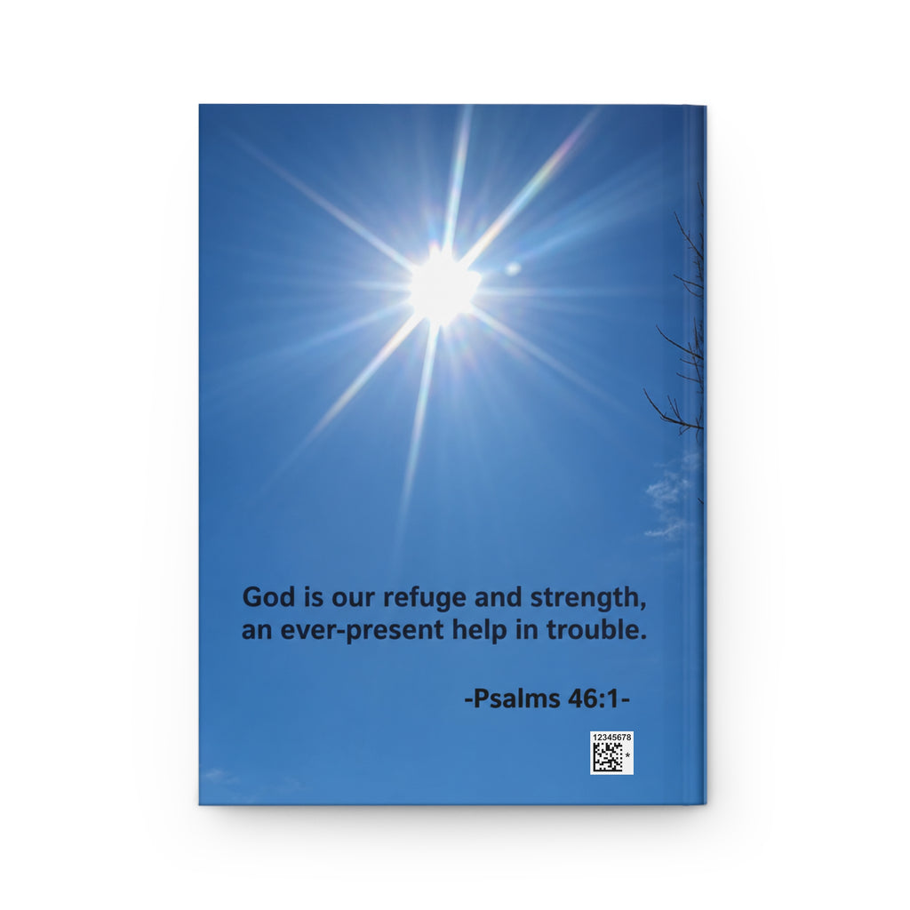 Hardcover Journal — Psalms 46:1 Sunburst Christian Prayer Notebook