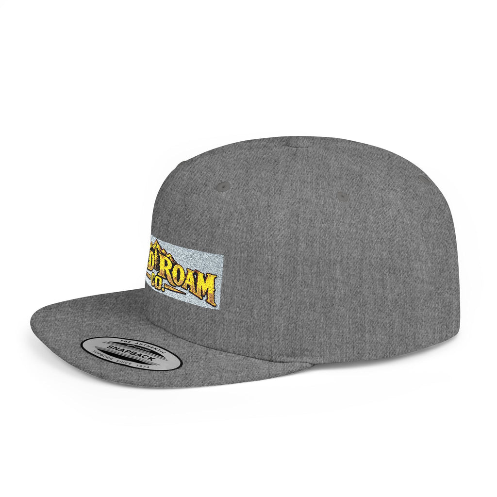 Wild Roam Co. Flat Bill Snapback Hat — Outdoor Adventure Logo Cap