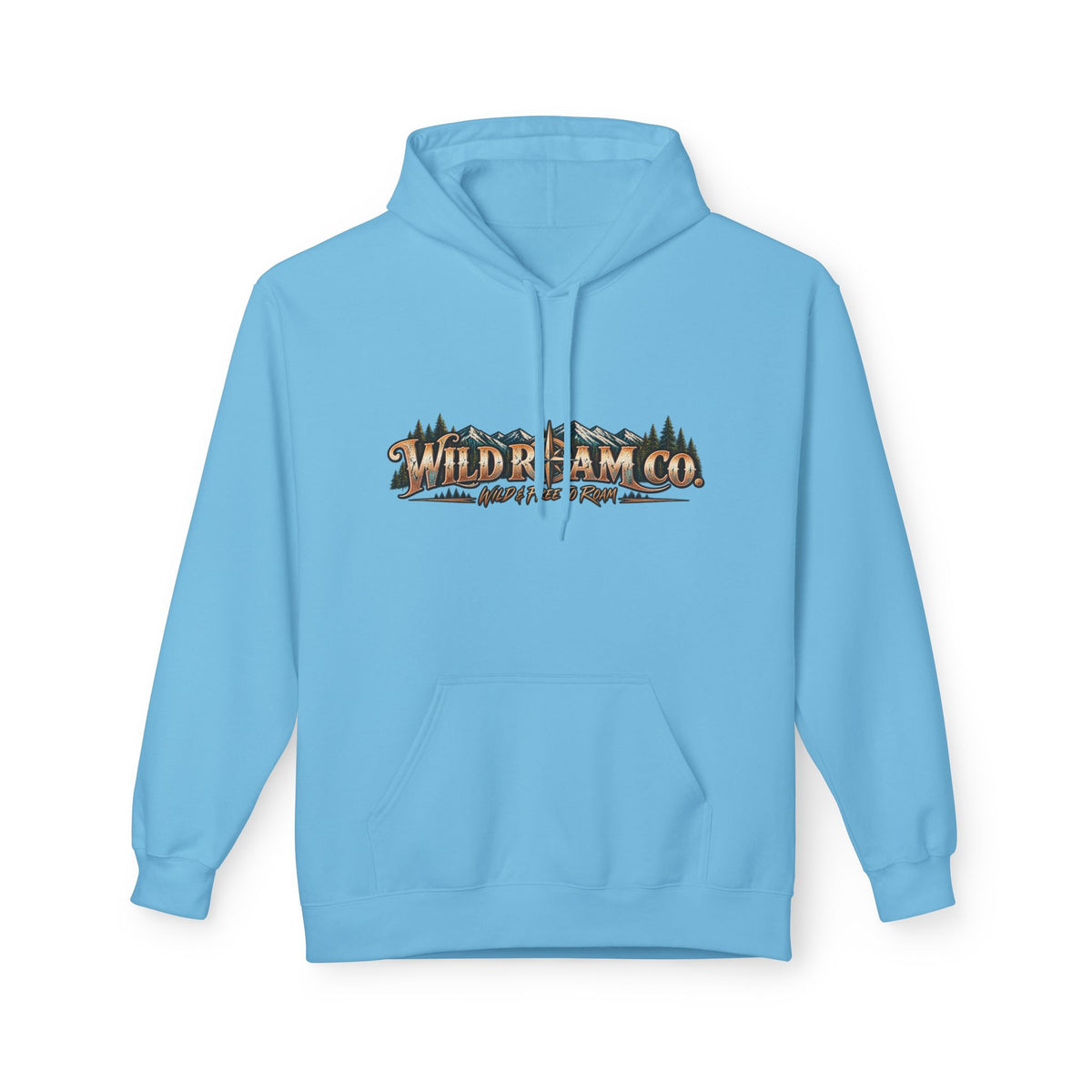 Men's Wild Roam Co. Adventure Hoodie — Mountain Sunset Outdoor Graphic Sweatshirt