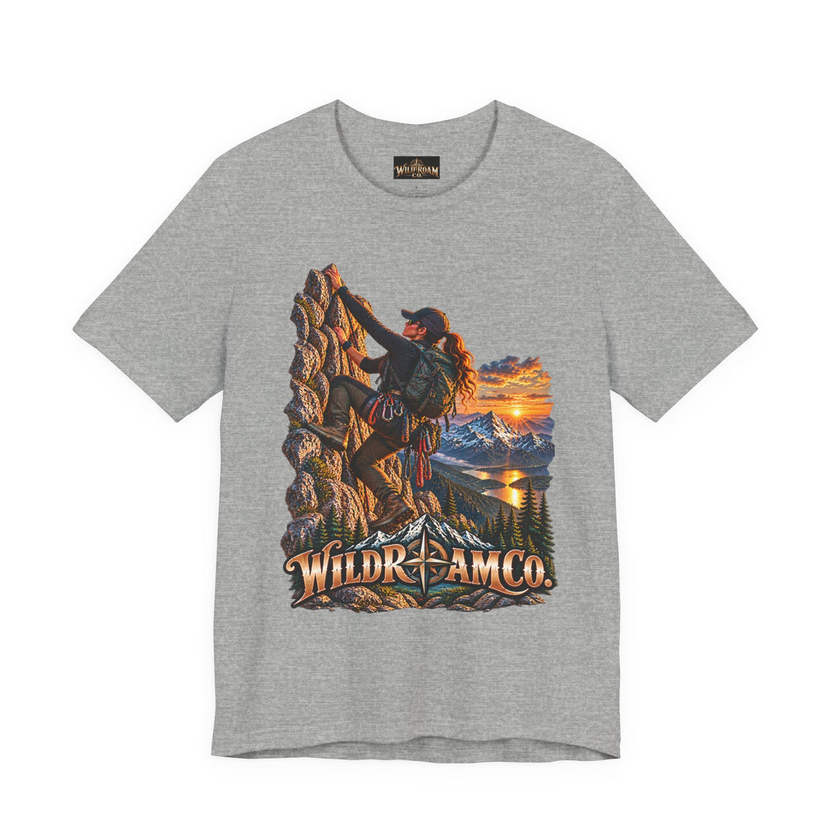 Women's Climber Sunset Tee — Wild Roam Co. Rock Climbing Graphic T-Shirt