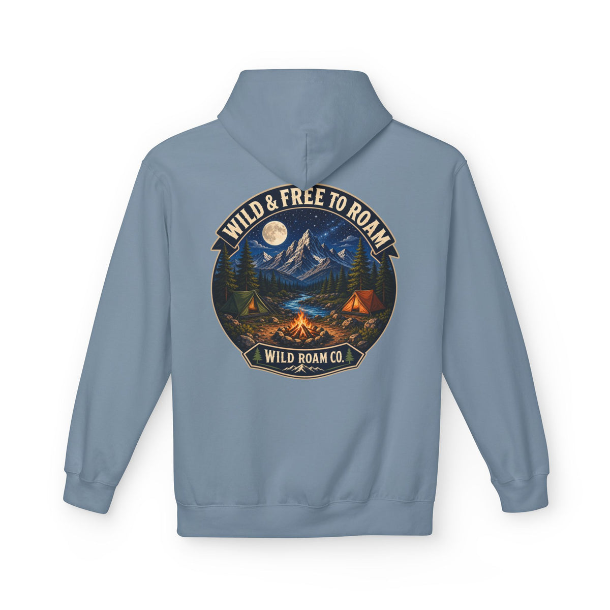 Wild Roam Co Hoodie — "Wild & Free to Roam" Camping Adventure Pullover
