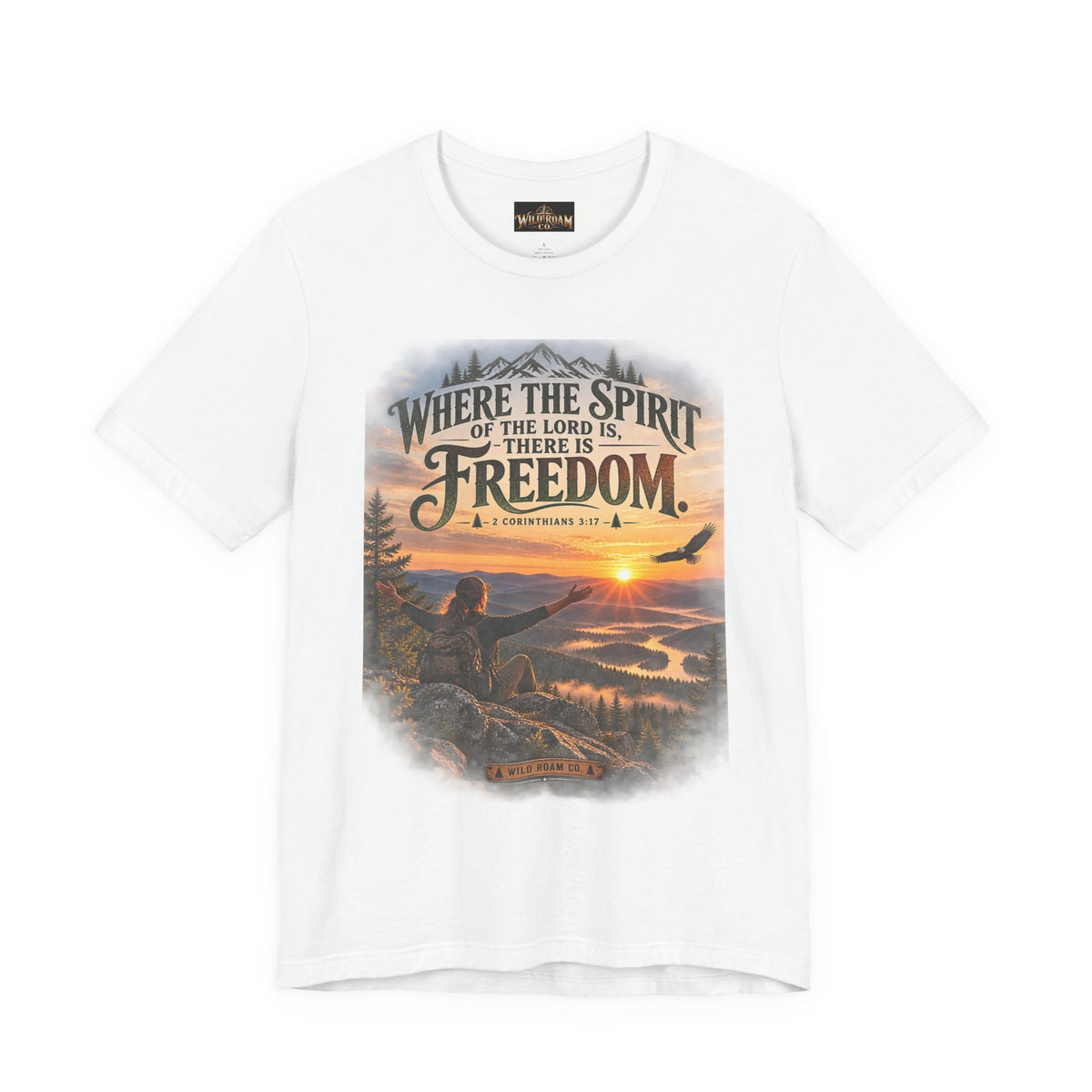 Women's Freedom Sunrise Tee — "Where the Spirit of the Lord is, there is Freedom" Christian T‑Shirt