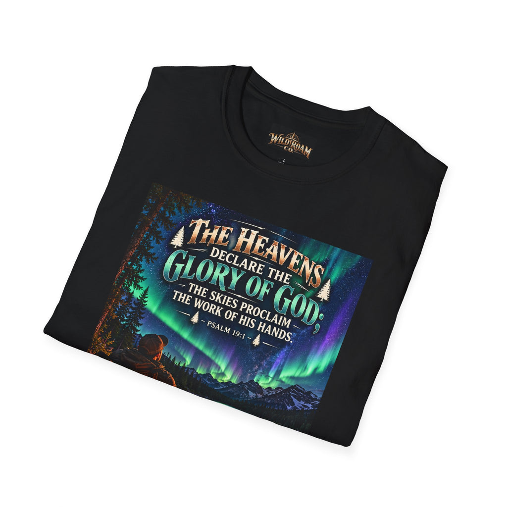 Men's Christian Campfire T-Shirt — "The Heavens Declare the Glory of God" Scenic Faith Tee