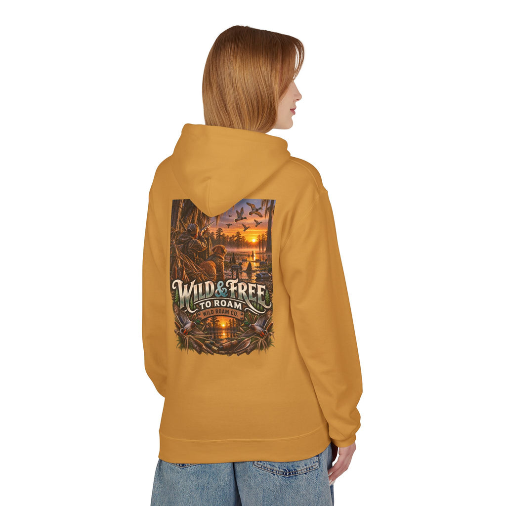 Wild & Free Hoodie — "Wild & Free to Roam" Ducks Graphic Pullover