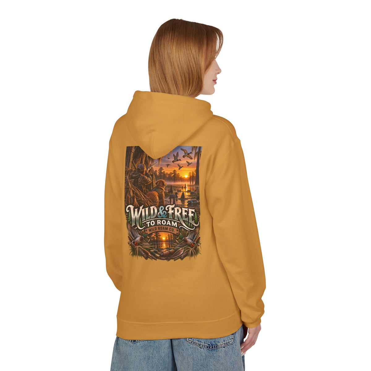Wild & Free Hoodie — "Wild & Free to Roam" Ducks Graphic Pullover