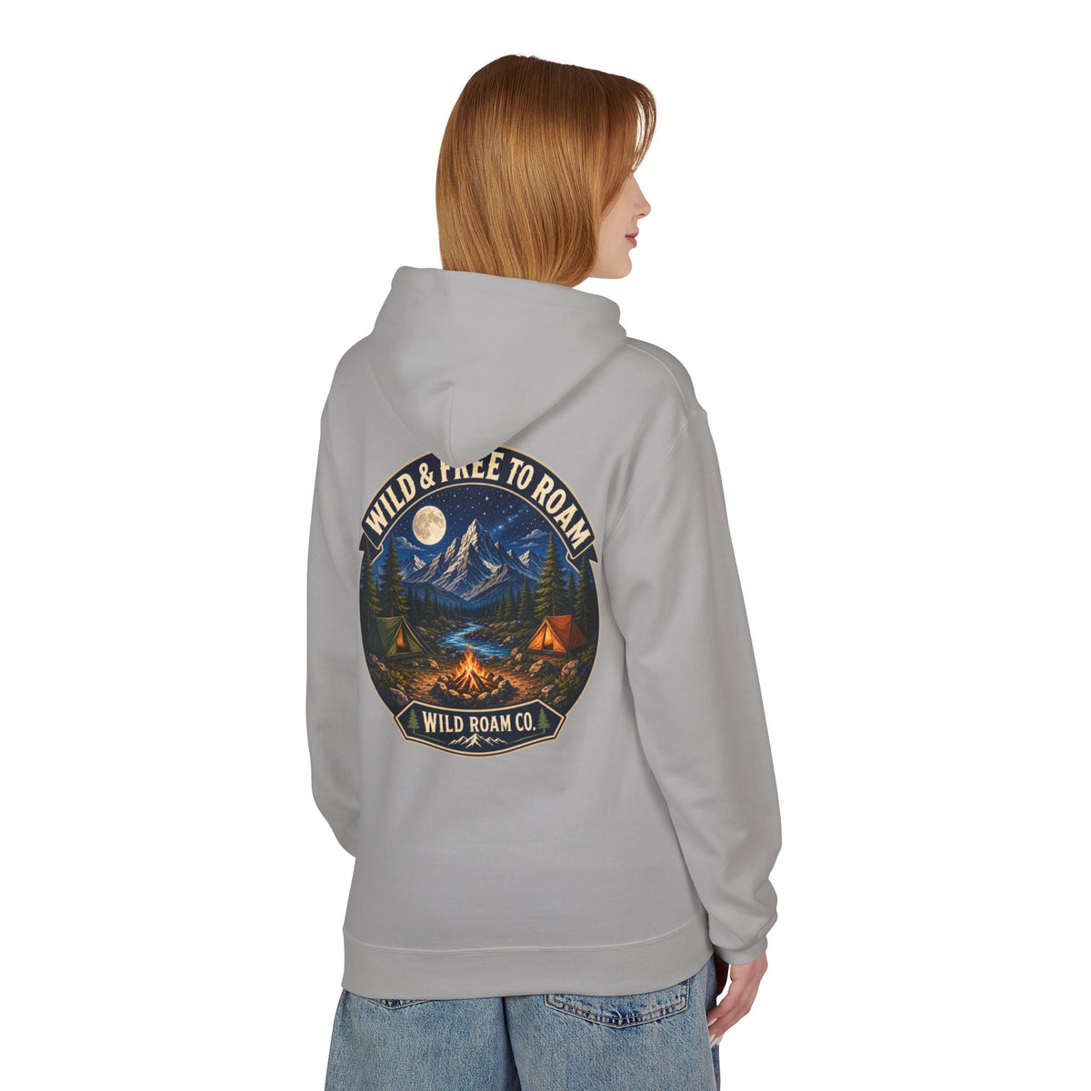 Wild Roam Co Hoodie — "Wild & Free to Roam" Camping Adventure Pullover