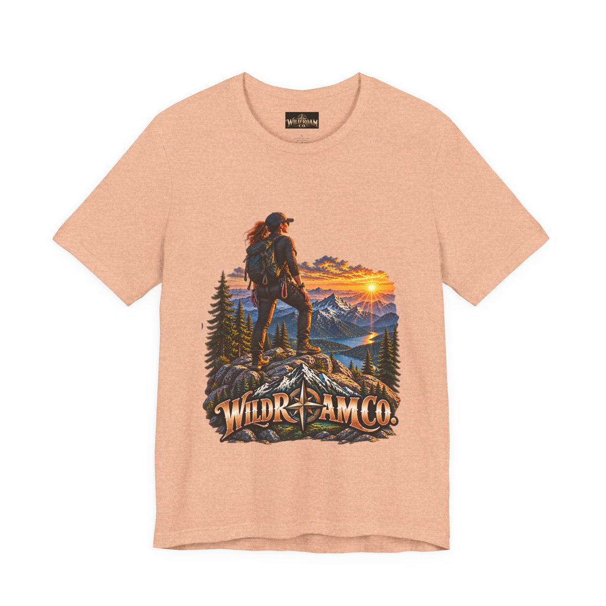 Women's Hiker Sunset T-Shirt — Wild Roam Co. Mountain Adventure Tee