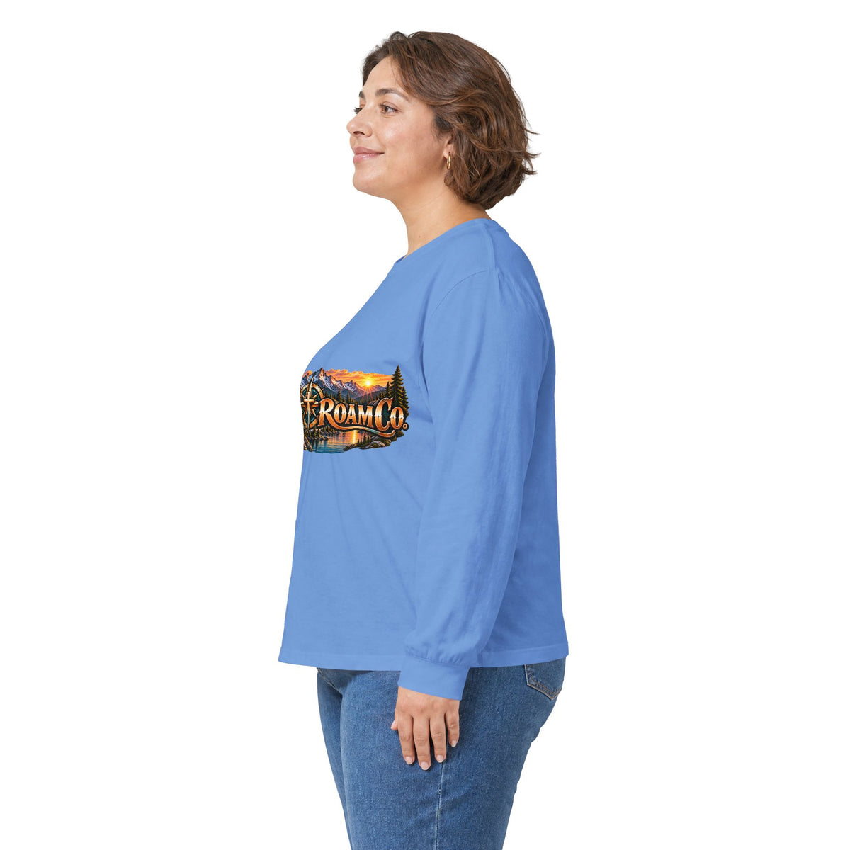 Unisex Long Sleeve Tee — 'Wild & Roam Co.' Faith Logo Graphic with 'Angels Gather' Inspirational Back Quote