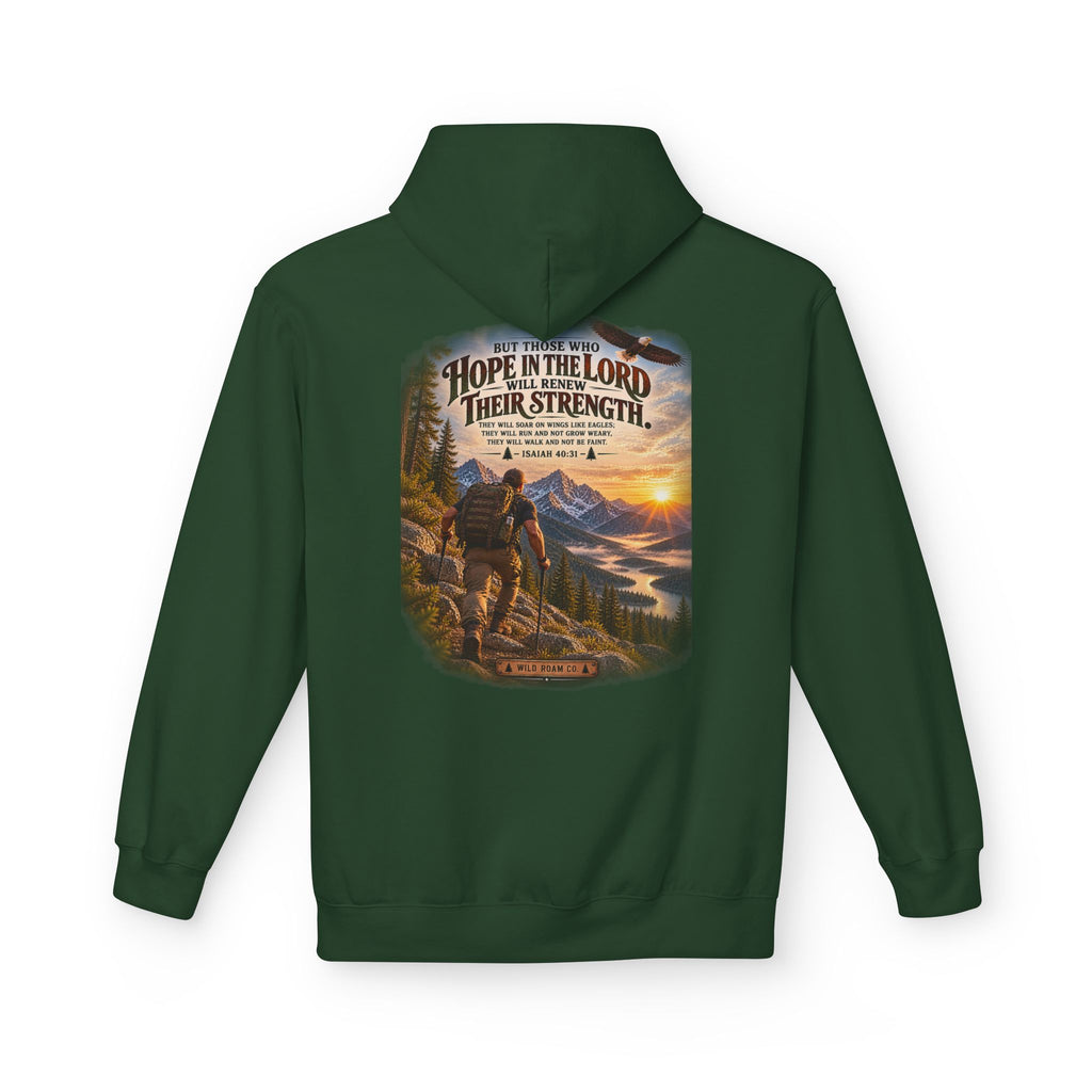 Men's Hope in the Lord Hiking Hoodie — Wild Roam Co. Sunset Mountain Faith Pullover