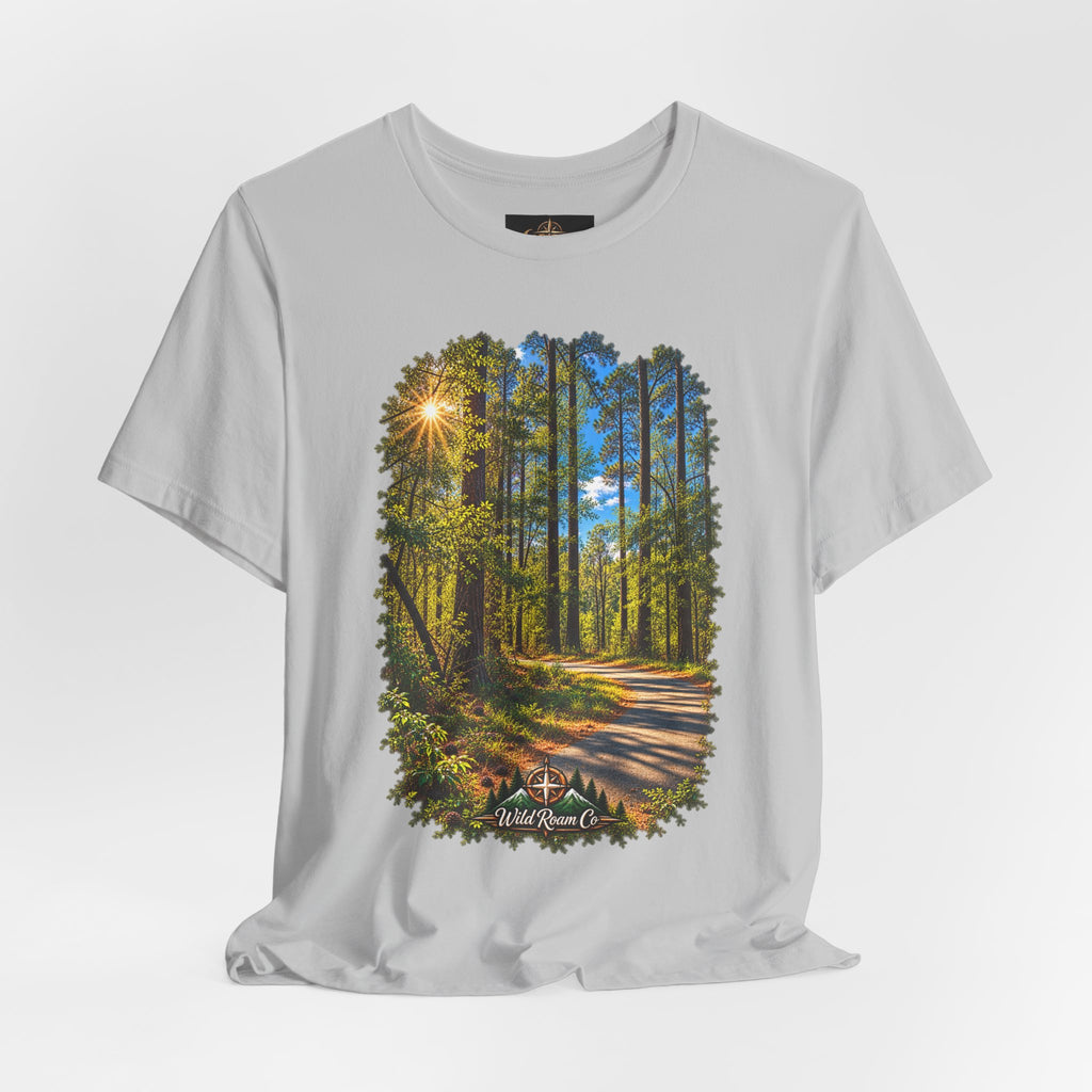 Wild Roam Co Unisex Tee--Matt 7:14 Forest Path