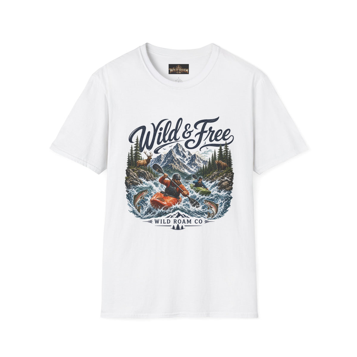 Wild & Free Kayaking T-Shirt — Mountain River Adventure Tee