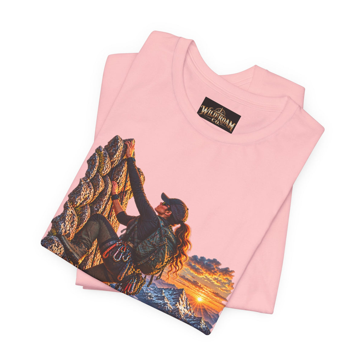 Women's Climber Sunset Tee — Wild Roam Co. Rock Climbing Graphic T-Shirt