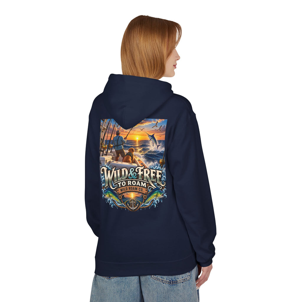 Hoodie - "Wild & Free to Roam" Ocean Angler Adventure Pullover