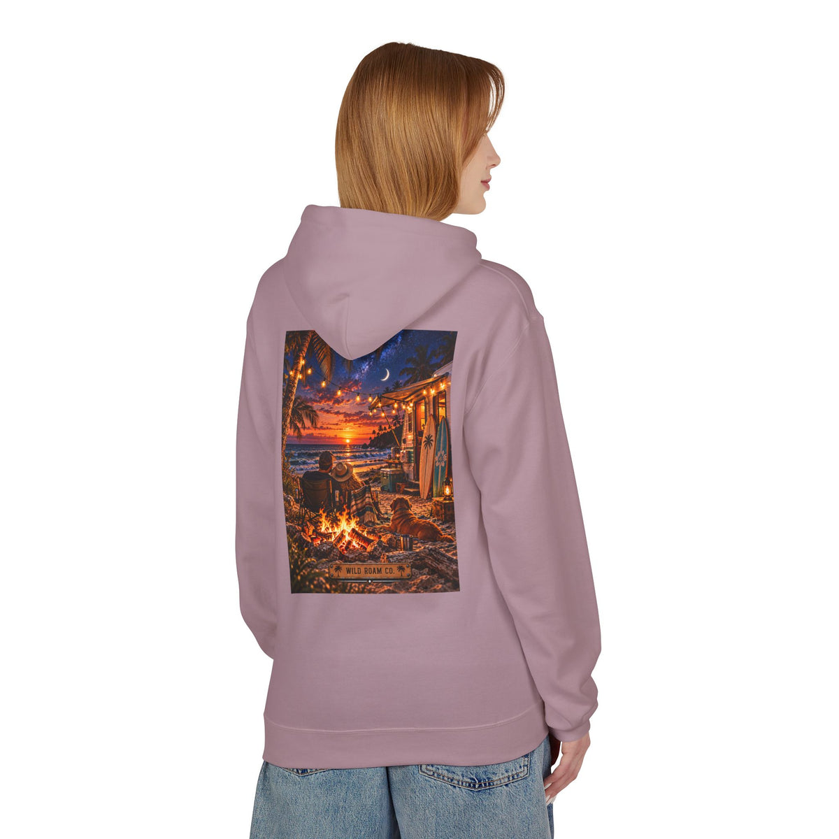 Wild Roam Co Hoodie-- Beach Bonfire Surf Graphic Hoodie
