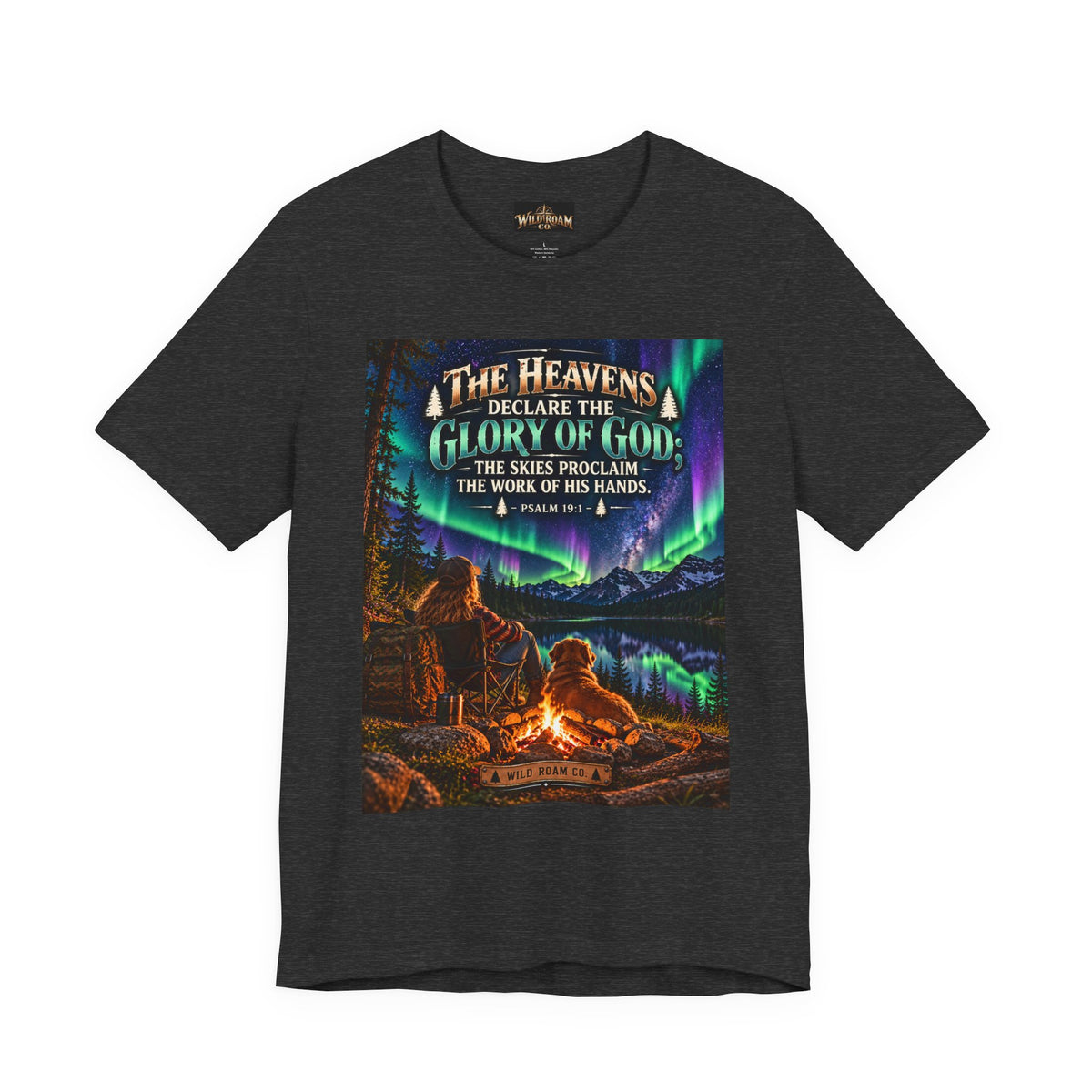 Women's Christian Nature T-Shirt — "The Heavens Declare the Glory of God" Campfire Aurora Tee