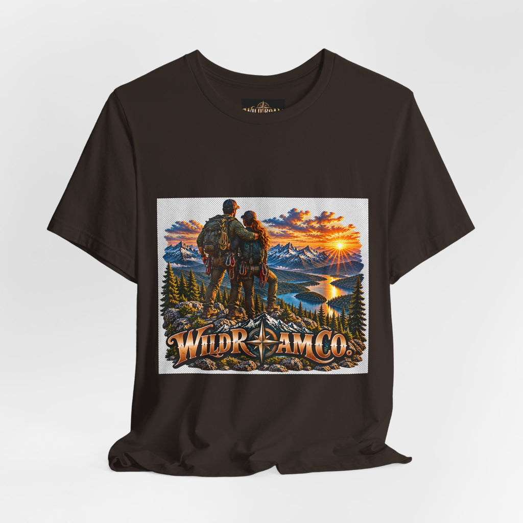 Couple Peak View T-Shirt - Wild Roam Co. Scenic Sunset Hiking Tee