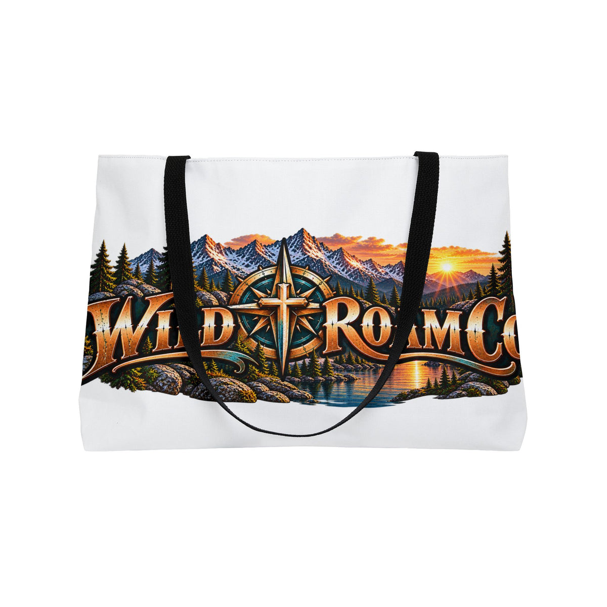 Weekender Tote Bag - Wild Roam Co. Mountain Compass Sunset Travel Tote