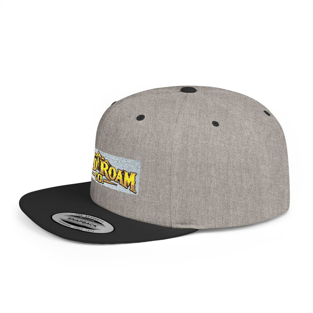 Wild Roam Co. Flat Bill Snapback Hat — Outdoor Adventure Logo Cap