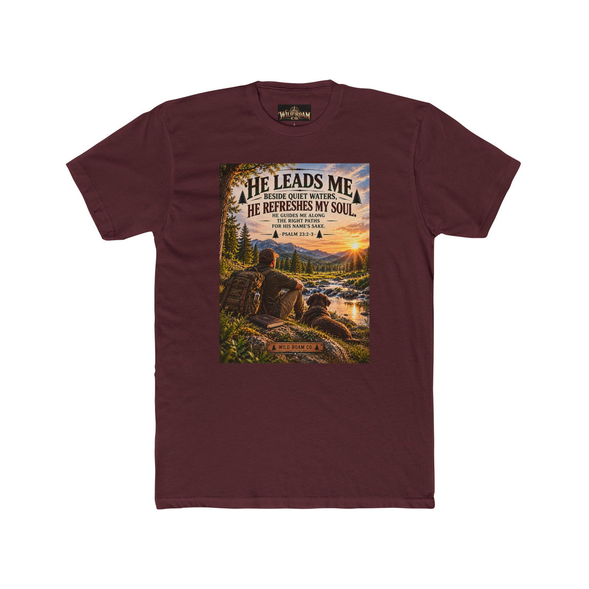 Men's Christian Nature T-Shirt-He Leads Me