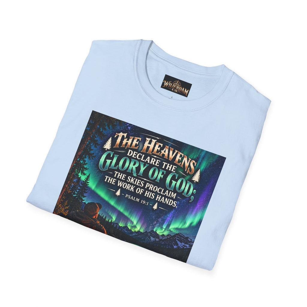Men's Christian Campfire T-Shirt — "The Heavens Declare the Glory of God" Scenic Faith Tee