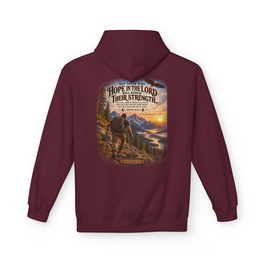 Men's Hope in the Lord Hiking Hoodie — Wild Roam Co. Sunset Mountain Faith Pullover