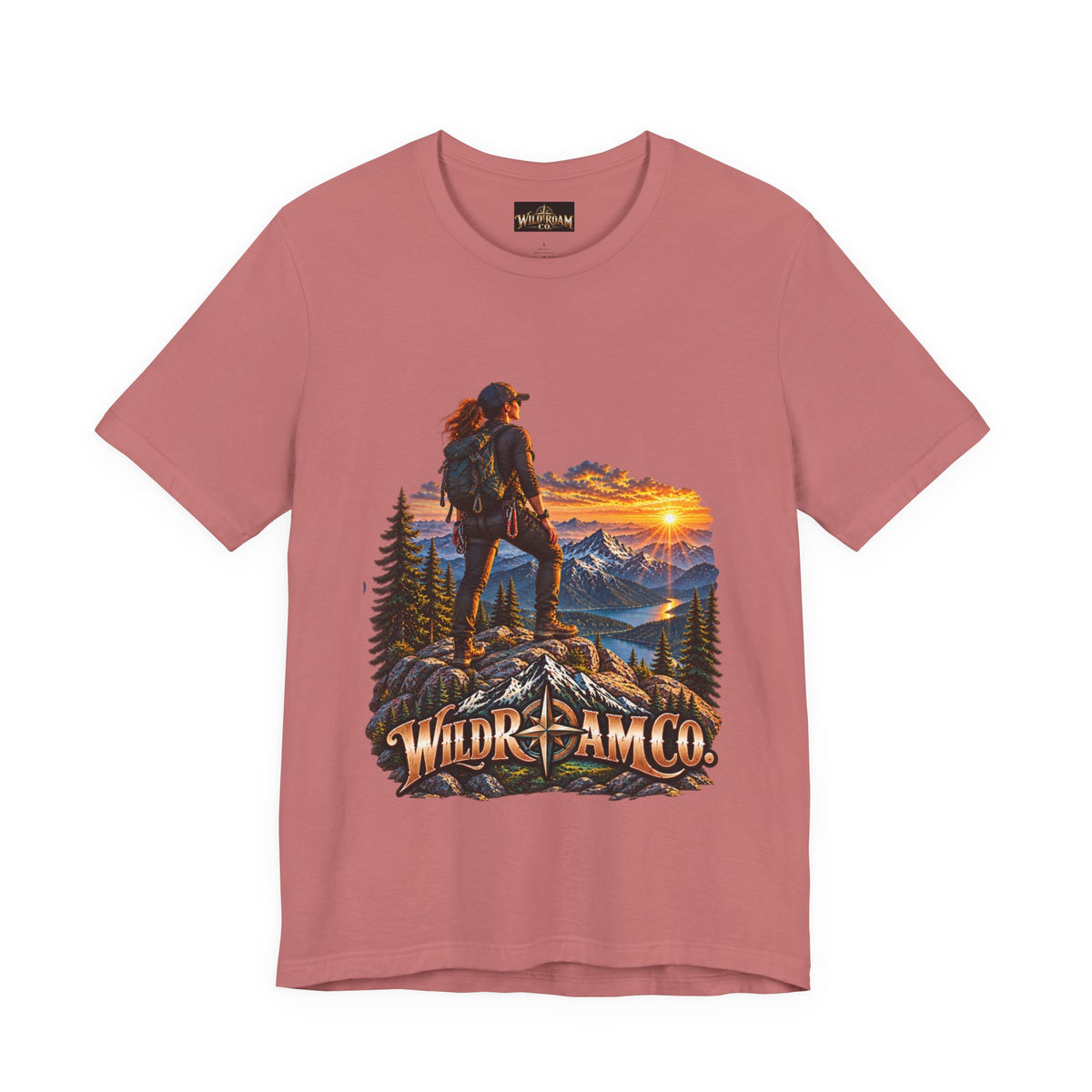 Women's Hiker Sunset T-Shirt — Wild Roam Co. Mountain Adventure Tee