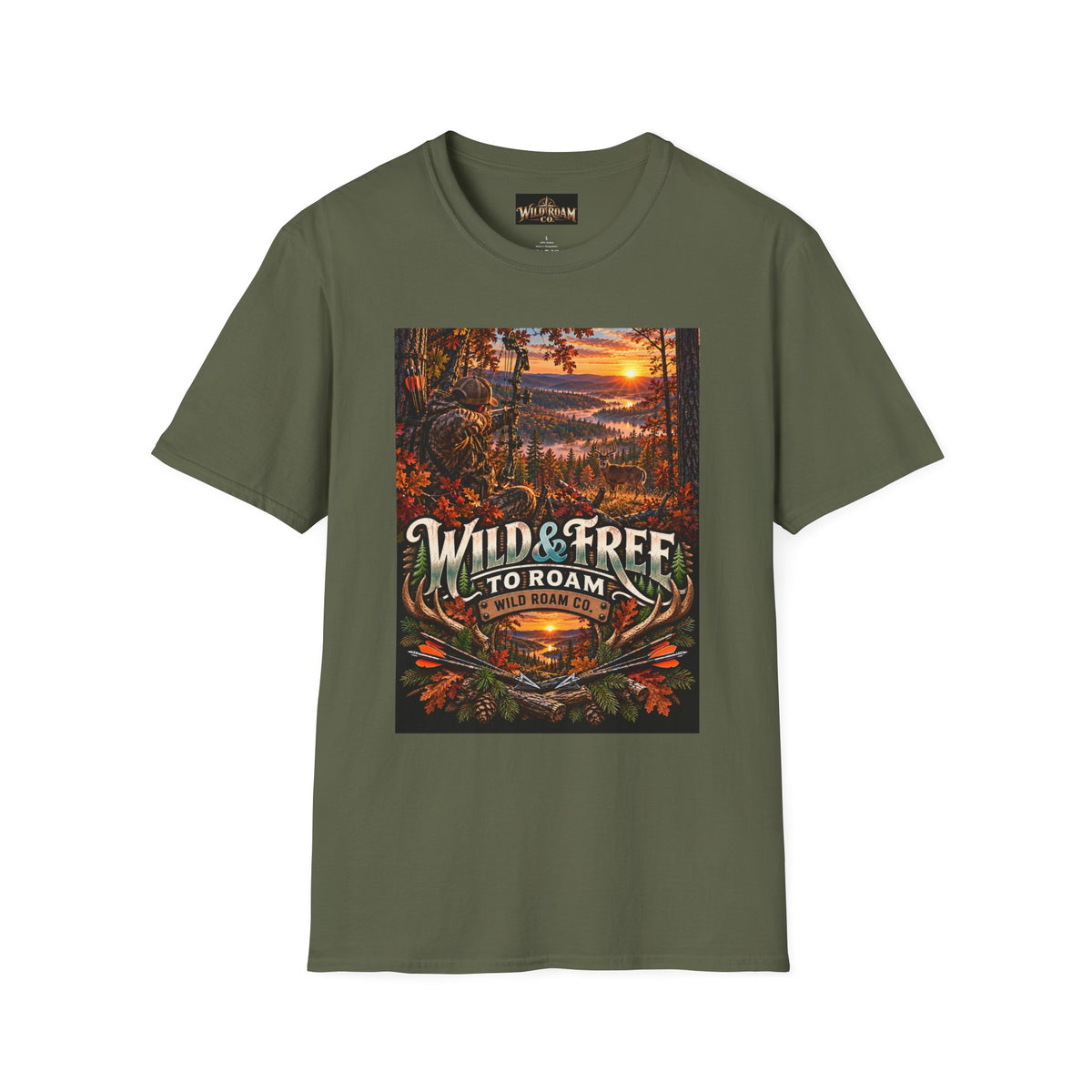 Wild & Free to Roam T-Shirt — Scenic Wilderness Sunset Adventure Tee