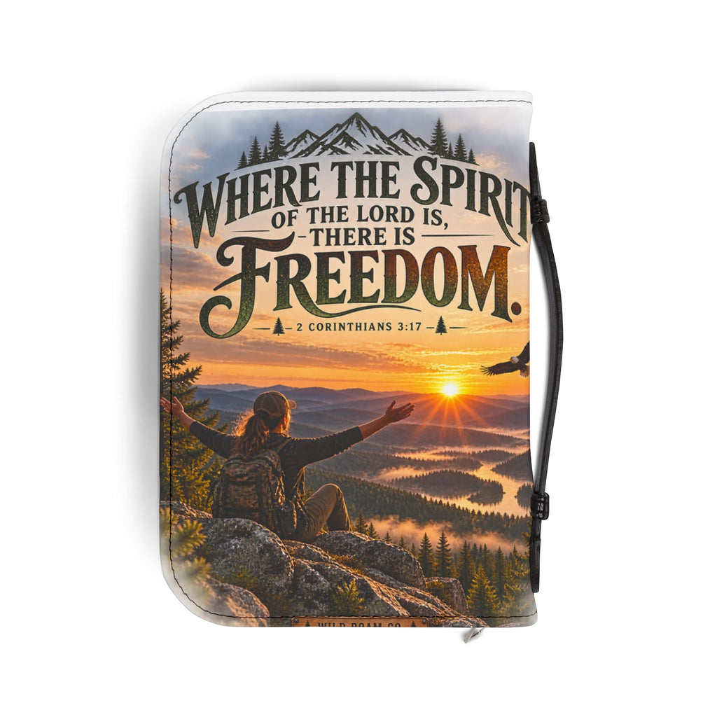 Women's Bible Cover — "Where the Spirit of the Lord Is, There Is Freedom" Scenic Verse Zippered Bible Case
