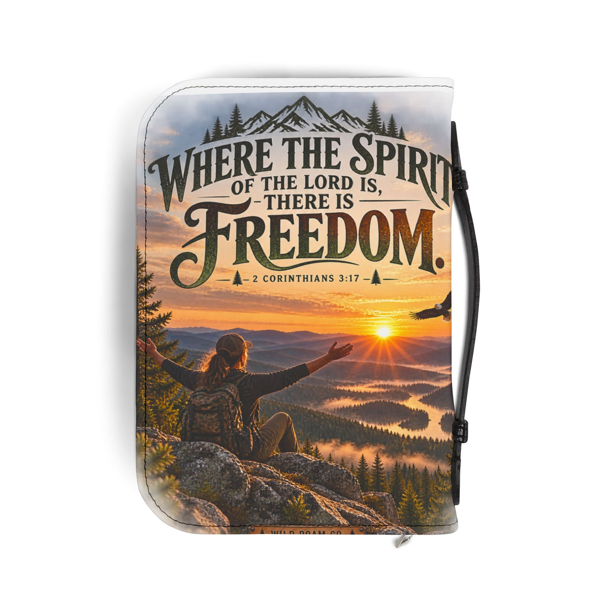 Women's Bible Cover — "Where the Spirit of the Lord Is, There Is Freedom" Scenic Verse Zippered Bible Case
