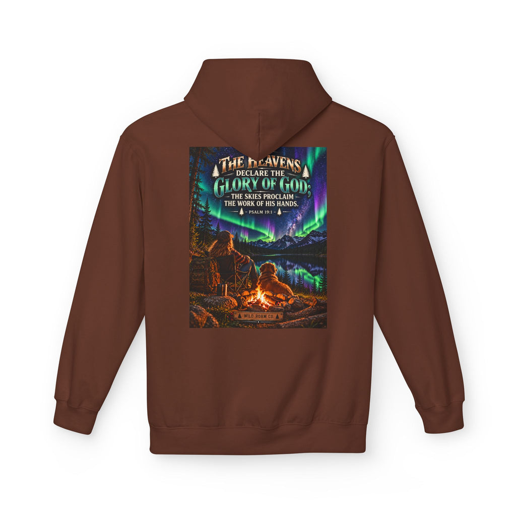 Women's Hoodie - 'Wild Roam Co.' Scenic Christian Campfire Hoodie with Aurora Psalm Design
