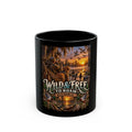 Wild & Free To Roam Black Coffee Mug – Duck Outdoor Hunting & Fishing Sunset Design (11oz/15oz)