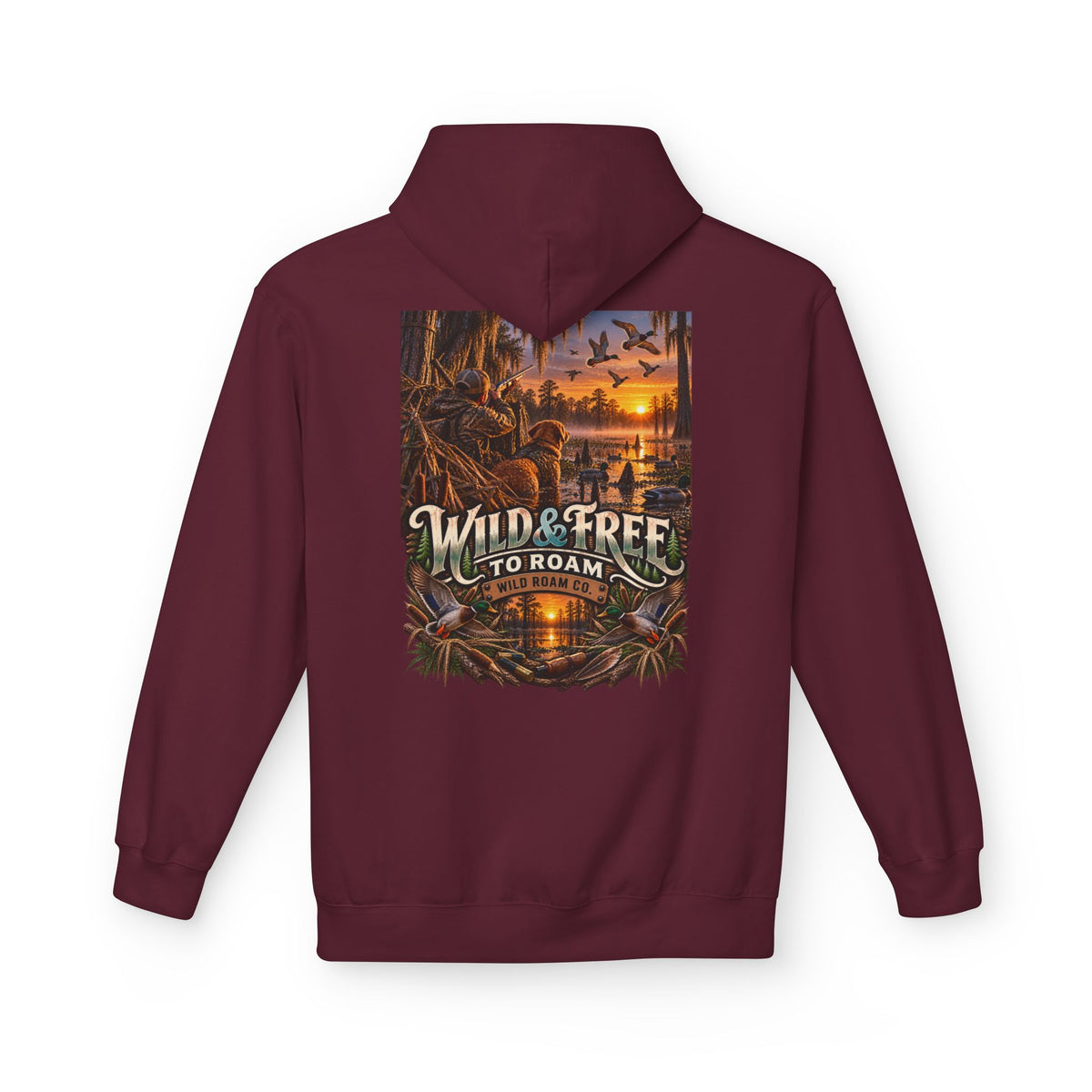 Wild & Free Hoodie — "Wild & Free to Roam" Ducks Graphic Pullover