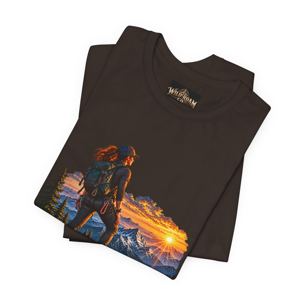 Women's Hiker Sunset T-Shirt — Wild Roam Co. Mountain Adventure Tee
