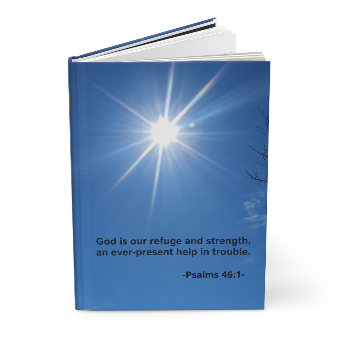 Hardcover Journal — Psalms 46:1 Sunburst Christian Prayer Notebook