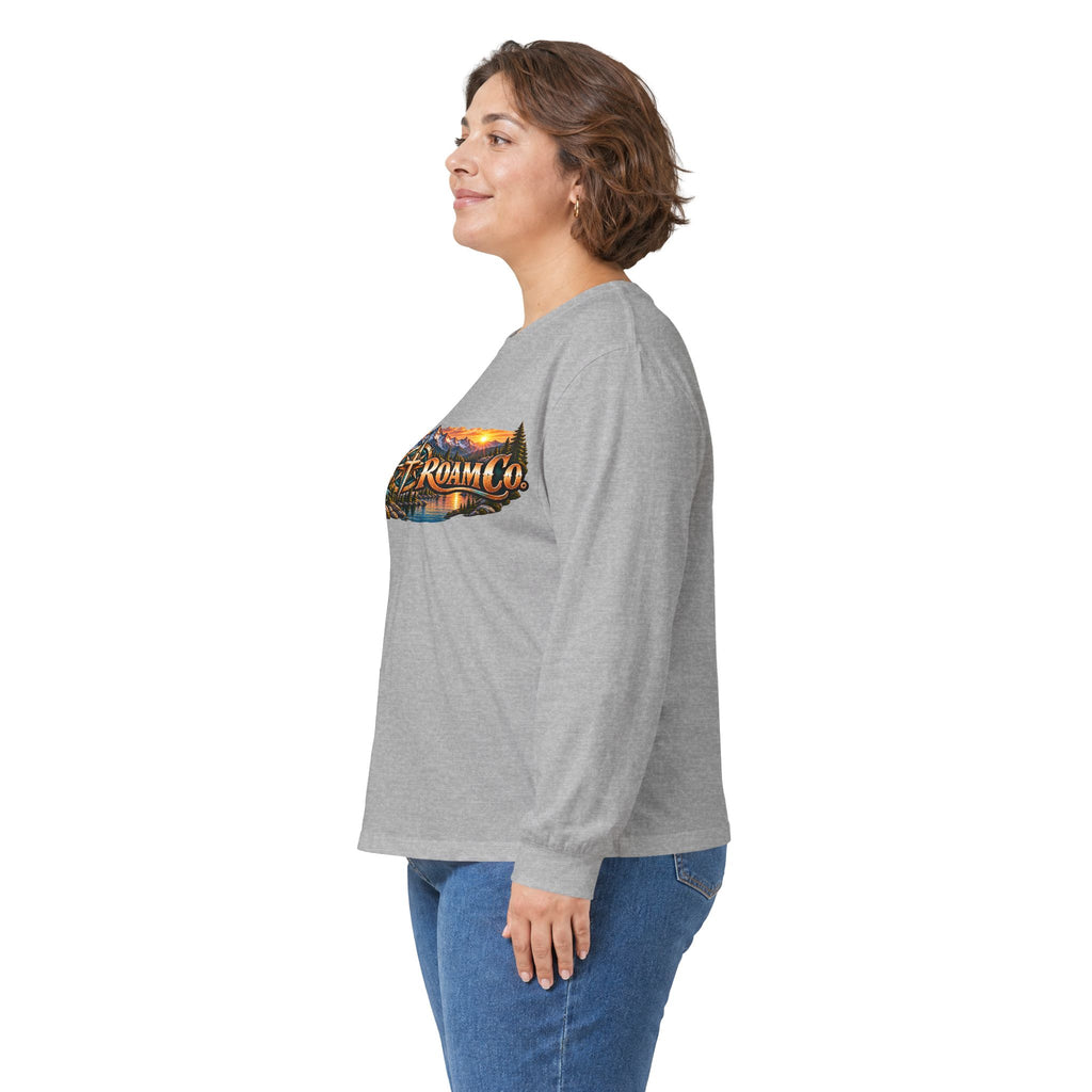 Long Sleeve Tee - "Wild + Roam Co." Faith Logo Sunset Graphic with Acts 13:47 Scripture Back