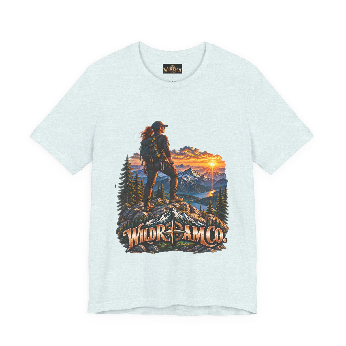 Women's Hiker Sunset T-Shirt — Wild Roam Co. Mountain Adventure Tee