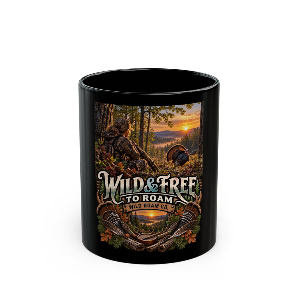 Wild & Free To Roam Black Mug-Turkey Coffee Cup for Outdoor Lovers