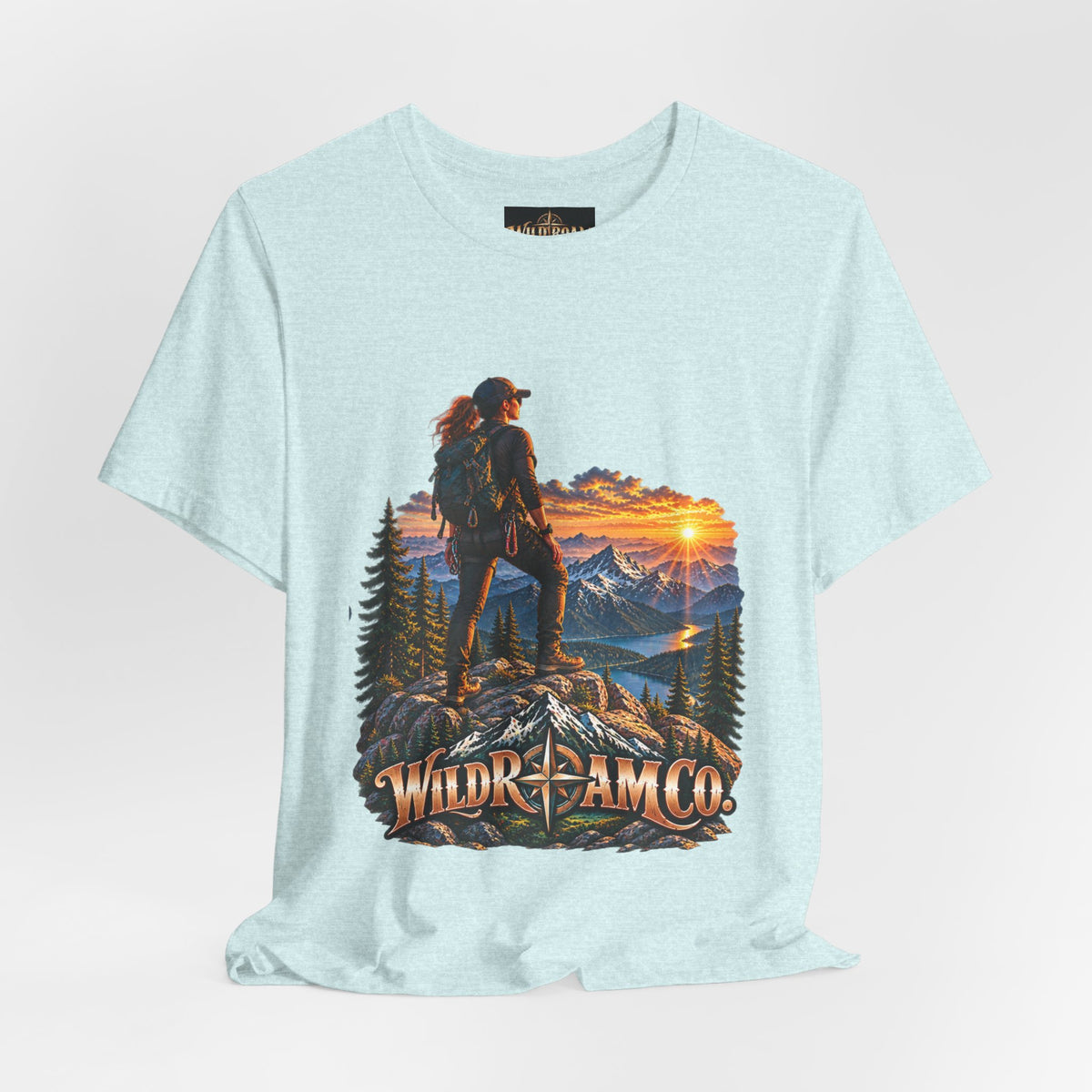 Women's Hiker Sunset T-Shirt — Wild Roam Co. Mountain Adventure Tee