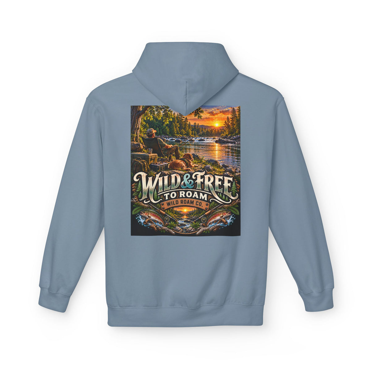 Wild Roam Co Hoodie--Bank Fishing Sunset